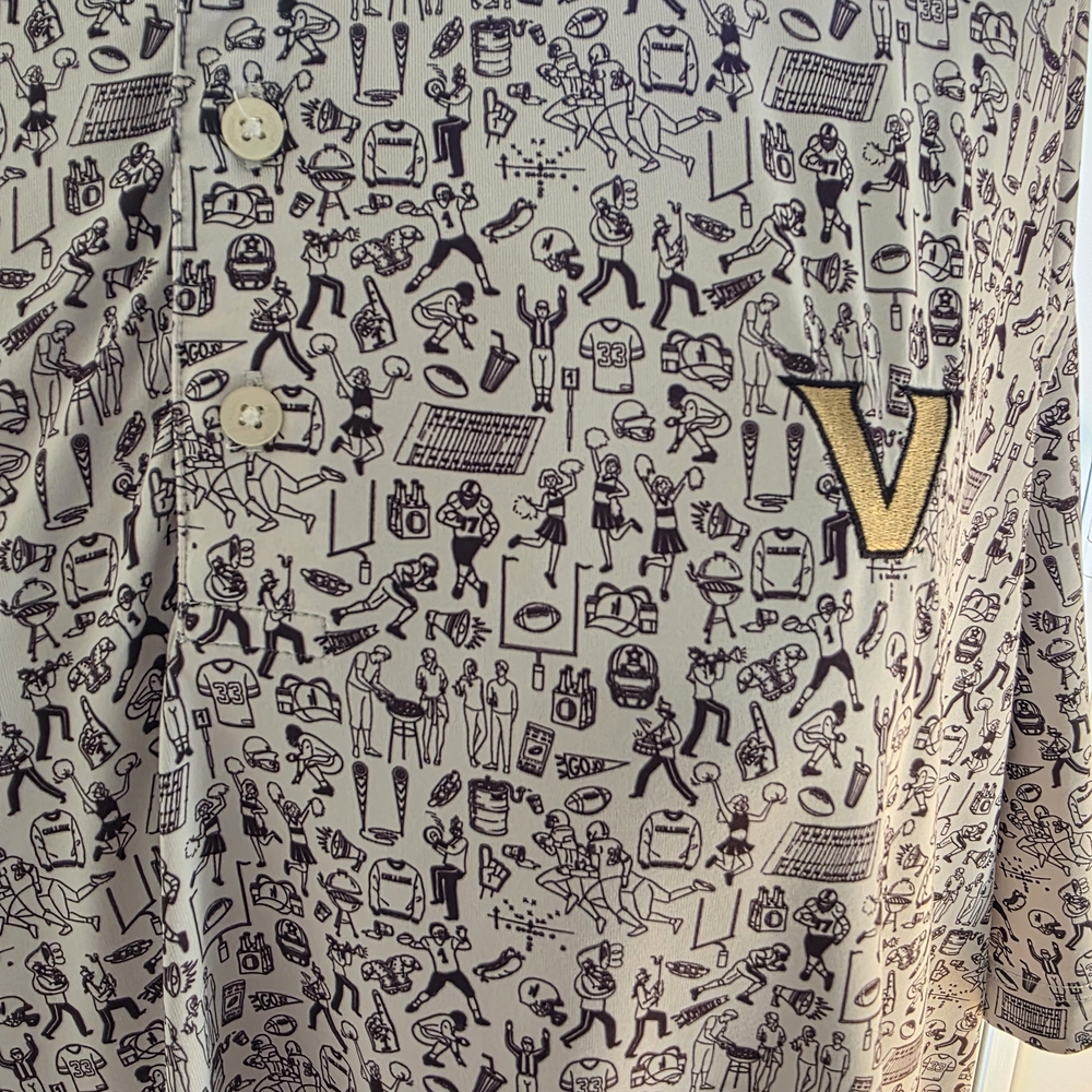 Patterned Button-Up Shirt with Logo - Picture 2 of 4